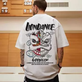 2024 Мужская футболка с 3d китайским принтом, модная мужская одежда, свободные футболки для мужчин, футболки большого размера, уличные топы с короткими рукавами в стиле Харадзюку XL