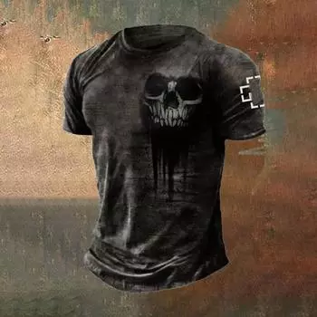 2024 мужская футболка с 3d принтом черепа, уличная повседневная свободная креативная футболка с короткими рукавами в стиле ужасов, футболки, повседневная уличная одежда L