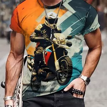 2024 мужская футболка с мотоциклетным принтом и 3D-футболками, летняя футболка большого размера, мужские топы с короткими рукавами, мужская одежда, уличная одежда 6XL