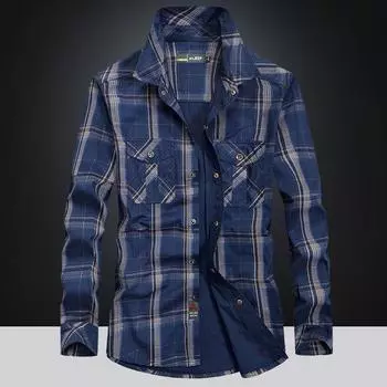 2024 Мужская хлопковая рабочая рубашка в стиле милитари: Легкая куртка с длинным рукавом, большого размера, весна/осень XXL