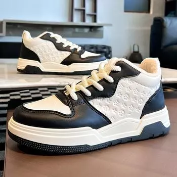 2024 Мужская и женская низкая теплая новая спортивная обувь для отдыха на осень и зиму, вулканизированная черная модная толстая подошва, спортивная 35 чёрный