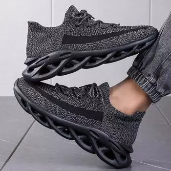 2024 Мужская и женская обувь с дышащей сеткой, кроссовки больших размеров, модные кроссовки 36 чёрный