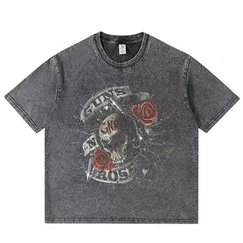 2024 Мужская или женская футболка уличная одежда Короткие топы в стиле панк Zomer винтажная футболка S темно-серого