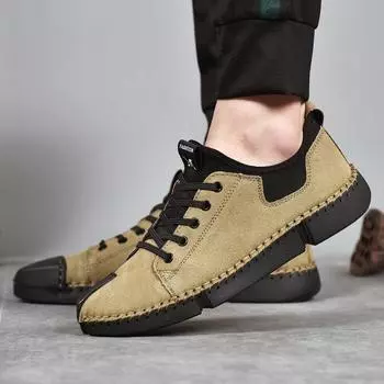 2024 Мужская кожаная повседневная обувь большого размера 38–46, сшитая вручную 39 серый