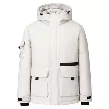 2024 Мужская куртка на утином пуху, зимняя теплая куртка с капюшоном, повседневное высококачественное пальто, уличная мужская парка M чёрный