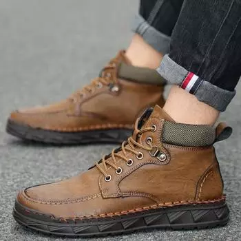 2024 Мужская летняя обувь из бархата, визуально увеличивающая рост, повседневная кожаная обувь для работы и бизнеса 38 хаки