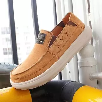 2024 Мужская летняя обувь из бархата, визуально увеличивающая рост, повседневная кожаная обувь для работы и бизнеса 38 жёлтый