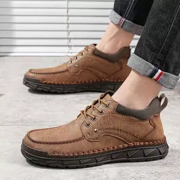 2024 Мужская летняя обувь из бархата, визуально увеличивающая рост, повседневная кожаная обувь для работы и бизнеса 38 хаки