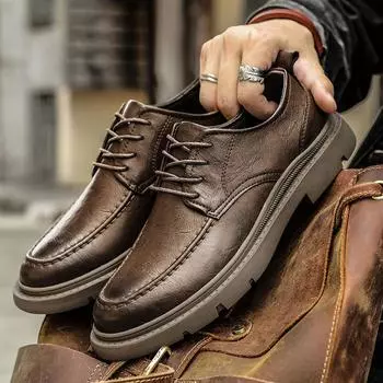 2024 Мужская летняя обувь из бархата, визуально увеличивающая рост, повседневная кожаная обувь для работы и бизнеса 38 хаки