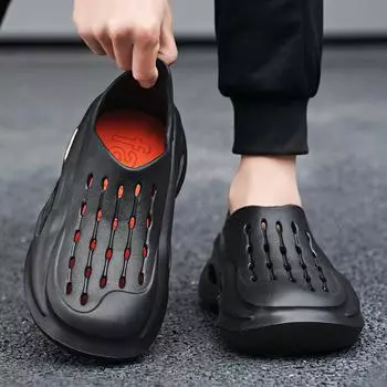 2024 мужская летняя верхняя одежда, дышащая полые туфли, сандалии «все включено», мужская уличная обувь для прогулок 39 бежевый