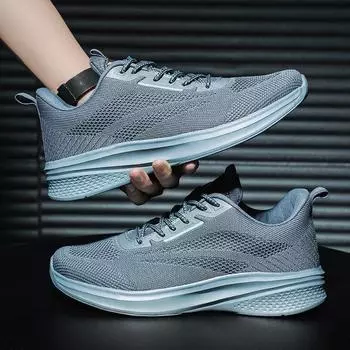 2024 Мужская мода сетчатая толстая подошва нескользящая шнуровка кроссовки для бега летняя повседневная обувь спортивная обувь для мужчин бесплатная доставка 43 черный белый