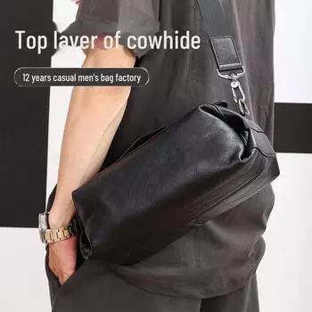 2024 Мужская модная большая кожаная сумка через плечо A-grade vegetable tanned cowhide 2712