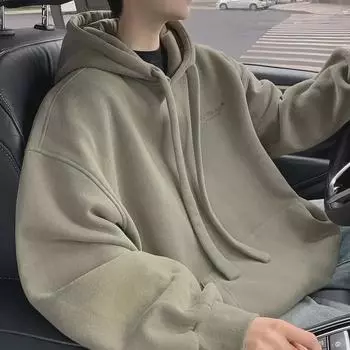 2024 Мужская модная толстовка с заниженной линией плеч - стиль Гонконга, свободный крой, универсальная куртка на осень/зиму L