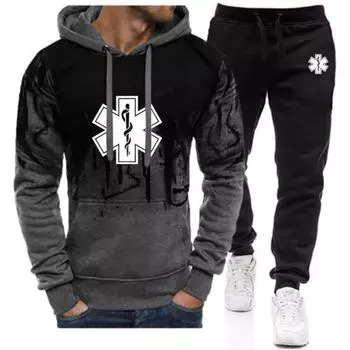 2024 Мужская новая медсестринская чрезвычайная медицинская толстовка с капюшоном High Street Gradient Casual Sports Top+Branches S