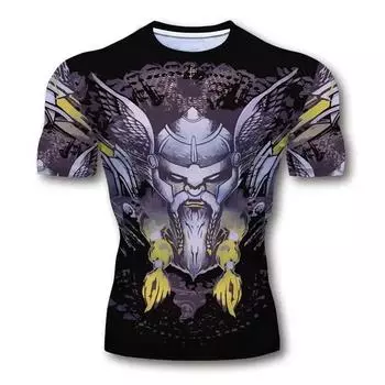 2024 Мужская новая обтягивающая летняя футболка с коротким рукавом, летняя высококачественная ткань с 3D принтом и коротким рукавом XS