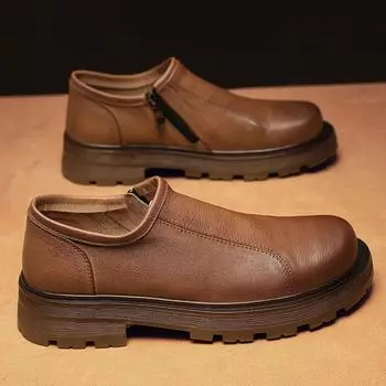 2024 Мужская обувь из натуральной кожи, деловая обувь, повседневные лоферы из мягкой коровьей кожи, новые мужские повседневные офисные туфли на толстой подошве 38 чёрный