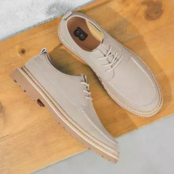 2024 Мужская обувь из натуральной кожи Повседневная обувь Британский стиль Плоские туфли Дерби Молодежные ретро-кеды на шнуровке 38 чёрный