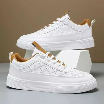 2024 Мужская обувь Кожаные кроссовки Повседневные Летние Скейтборд Роскошные Дизайнерские Уличные Спортивные Платформы Прогулочные Лоферы Ботильоны Теннис 39 белый