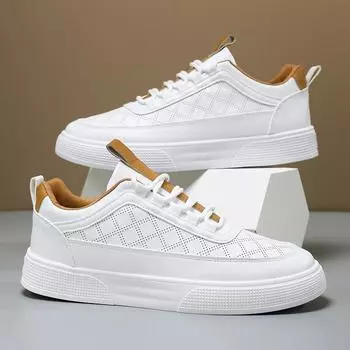 2024 Мужская обувь Кожаные кроссовки Повседневные Летние Скейтборд Роскошные Дизайнерские Уличные Спортивные Платформы Прогулочные Лоферы Ботильоны Теннис 39 белый