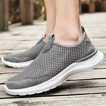 2024 мужская обувь кроссовки летние ленивые туфли одинарная сетчатая дышащая обувь мужская повседневная спортивная обувь обувь больших размеров 39 чёрный