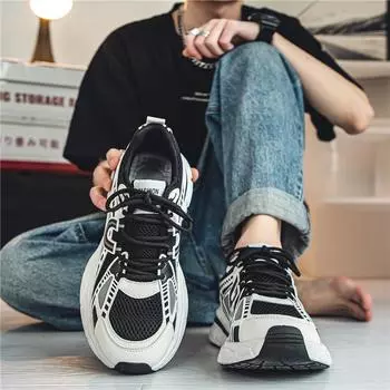 2024 мужская обувь летняя дышащая молодежная трендовая спортивная повседневная беговая сетчатая обувь для папы средней школы трендовая обувь 39
