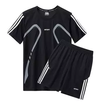 2024 мужская одежда для бега и фитнеса с короткими рукавами, лето-осень, круглый вырез, быстросохнущий комплект для отдыха на открытом воздухе, комплект из двух предметов, M-5XL по желанию M белый