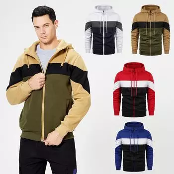 2024 Мужская осень и зима Новая толстовка с капюшоном на молнии с разноцветным принтом больших размеров S