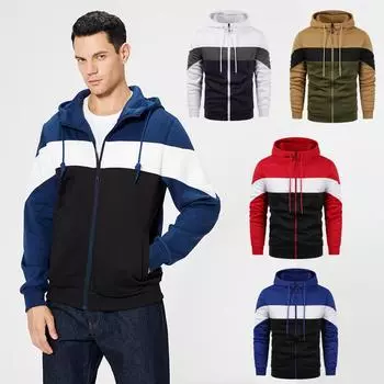 2024 Мужская осень и зима Новая толстовка с капюшоном на молнии с разноцветным принтом больших размеров S