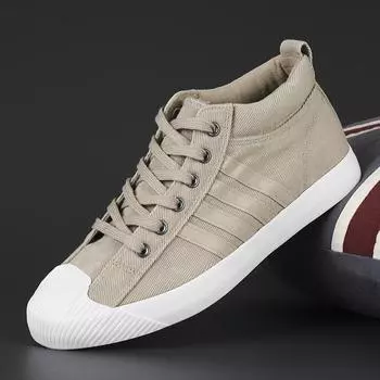 2024 мужская парусиновая обувь, весенне-осенняя модная однотонная мужская вулканизированная обувь, белая повседневная обувь на шнуровке, мужские кроссовки 38 хаки