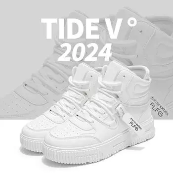 2024 Мужская повседневная обувь Эспадрильи на платформе Скрытые увеличивающие кроссовки из искусственной кожи Женская дышащая обувь с высоким верхом белого цвета 35 белый