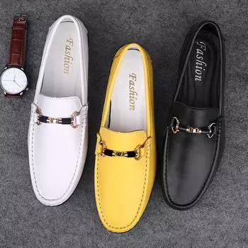2024 Мужская повседневная обувь Модная мужская обувь Мужские лоферы из натуральной кожи Мокасины для отдыха Мужская обувь для вождения Мягкая прогулочная обувь 38 чёрный