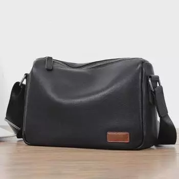 2024 Мужская сумка-мессенджер из натуральной коровьей кожи - Маленькая повседневная сумка через плечо для активного отдыха чёрный