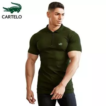 2024 Мужская весна-лето Новая футболка Деловая повседневная спортивная рубашка с большим V-образным вырезом на молнии с вышивкой и коротким рукавом Дышащая рубашка Топ S-5XL XL чёрный