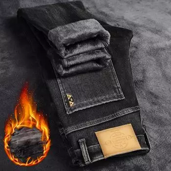 2024 Мужские бархатные джинсы, мужские леггинсы маленького размера, осенне-зимняя коллекция, эластичные утягивающие, средняя талия, длинные брюки для мужчин 28