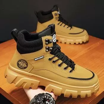 2024 Мужские ботинки Роскошные удобные желтые ботинки Повседневная обувь для отдыха на природе Мужские нескользящие кожаные ботинки Botas De Seguridad Hombre 40
