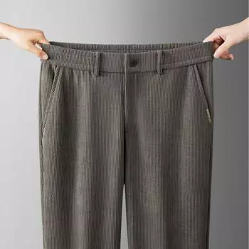 2024 Мужские брюки из плотной синели с широкими штанинами: Коллекция «Осень/Зима» для пап среднего возраста. 5XL