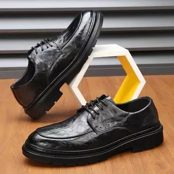 2024 Мужские черные деловые туфли из натуральной кожи в деловом стиле – мягкая подошва, дышащая повседневная одежда 39