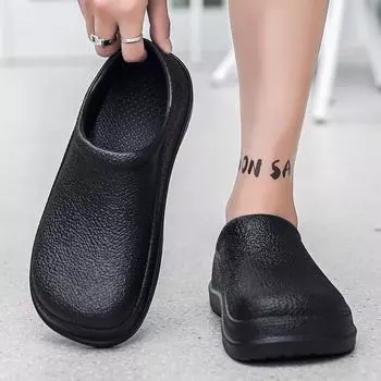 2024 Мужские черные туфли шеф-повара: Всесезонные, большие, водонепроницаемые рабочие ботинки для кухни 44 чёрный