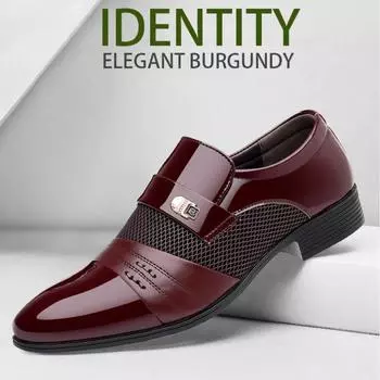 2024 Мужские деловые кожаные туфли с черным острым носком, мужские мокасины, повседневная обувь для офиса и вечеринки, туфли-оксфорды, модельные туфли 38 темно-коричневого