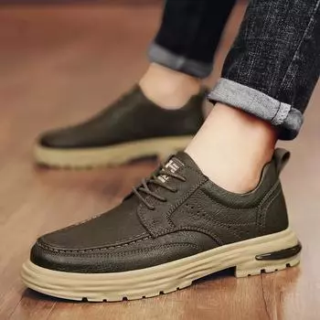 2024 Мужские деловые официальные кожаные туфли Весенние винтажные британские роскошные туфли Повседневные уличные нескользящие носимые прогулочные Оксфорды 39 чёрный