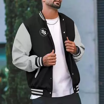 2024 Мужские флисовые куртки на пуговицах Кардиганы Спортивная и уличная одежда Крутые повседневные куртки весна-осень S чёрный