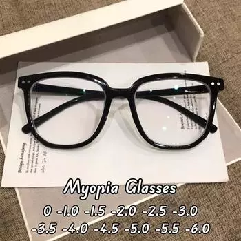 2024 мужские и женские законченные очки для близорукости, винтажные унисекс полигональные очки в большой оправе для близорукости, анти-синий свет, короткие смотровые очки 0
