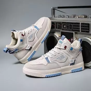 2024 Мужские кроссовки для бега Высокие мужские туфли Модные дизайнерские туфли на платформе Уличные студенческие вулканизированные туфли Теннисные туфли для мужчин 39 бежевый