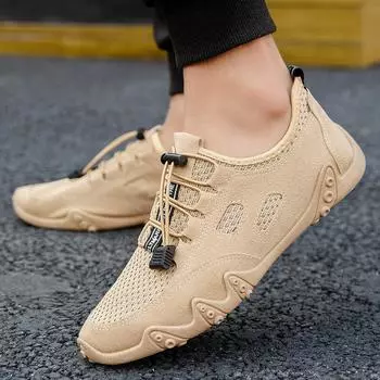 2024 Мужские кроссовки Новые модные дышащие легкие кроссовки на шнуровке Однотонные мужские повседневные туфли Весна и осень Мужские лоферы 39