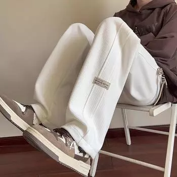 2024 Мужские модные белые широкие прямые брюки на весну и осень - Повседневная спортивная одежда XL