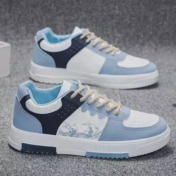 2024 Мужские модные белые спортивные туфли на толстой подошве - Универсальная, дышащая повседневная обувь 43 темно-синий