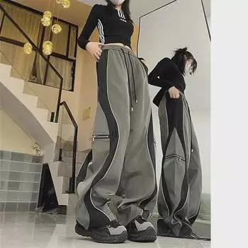 2024 Мужские модные полосатые быстросохнущие свободные брюки: Осенние и летние повседневные спортивные брюки M