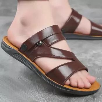 2024 Мужские нескользящие дышащие пляжные сандалии для вождения и отдыха 42