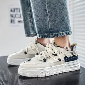 2024 Мужские новые дышащие белые туфли Модные и универсальные туфли на толстой подошве для спорта и отдыха на доске Модная обувь 39