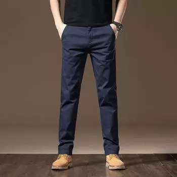 2024 Мужские Новые Осенние И Зимние Повседневные Брюки Из Чистого Хлопка Прямые Свободные Высококачественные Вестерн Брюки Универсальные Узкие Брюки 28 хаки